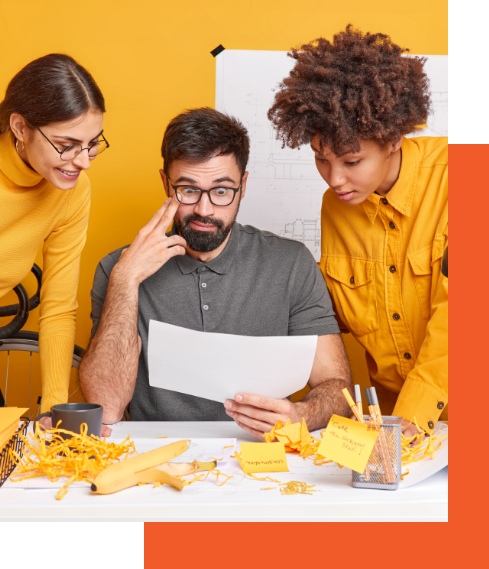 two ladies and one man discussing